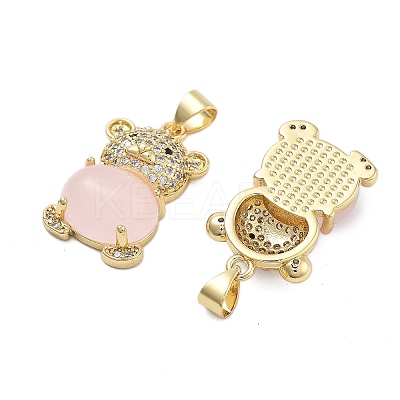 Rack Plating Brass Micro Pave Clear Cubic Zirconia Pendants KK-Q006-20G-1