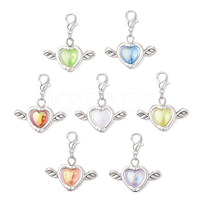 7Pcs Acrylic & Alloy Pendant Decorations HJEW-JM03983-1