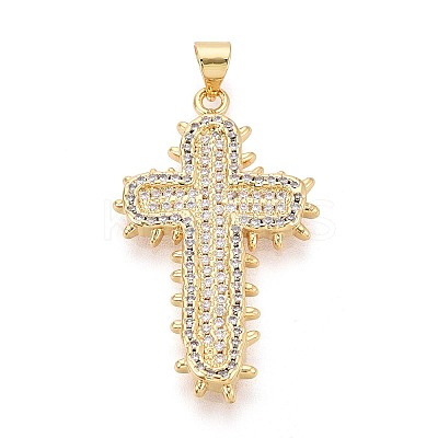Brass Micro Pave Clear Cubic Zirconia Pendants KK-N268-90G-1