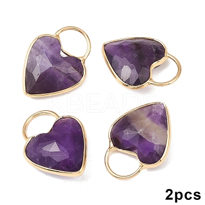 2Pcs Natural Amethyst Faceted Pendans KK-YW0003-63F-1