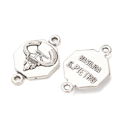 Tibetan Style Alloy Octagon with Church Connector Charms FIND-Z099-16AS-01-1