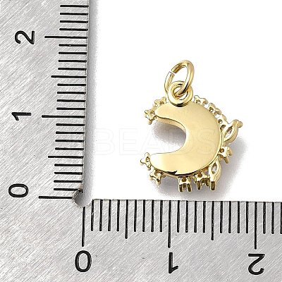 Brass Micro Pave Clear Cubic Zirconia with Glass Charms KK-G525-06G-03-1