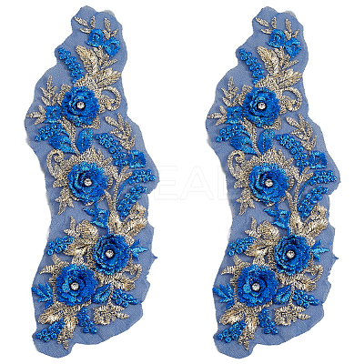 Polyester Embroidery Lace Cloth Patches AJEW-WH20070-069B-1