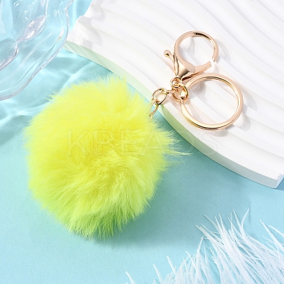 Faux Rabbit Fur Pom Pom Ball Keychain KEYC-FS00031-06-1