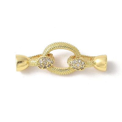 Brass Micro Pave Clear Cubic Zirconia Fold Over Clasps KK-M320-11G-1