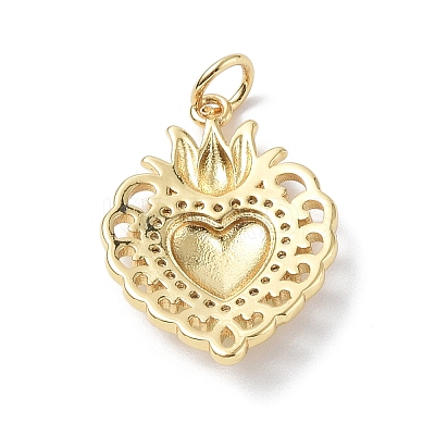 Eco-Friendly Rack Plating Brass Micro Pave Cubic Zirconia Pendants KK-F845-33G-01-1