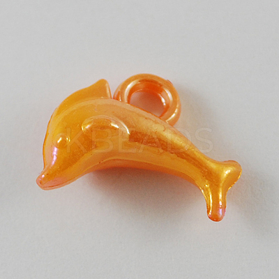 Opaque AB Color Acrylic Dolphin Charms X-SACR-R697-M5-1