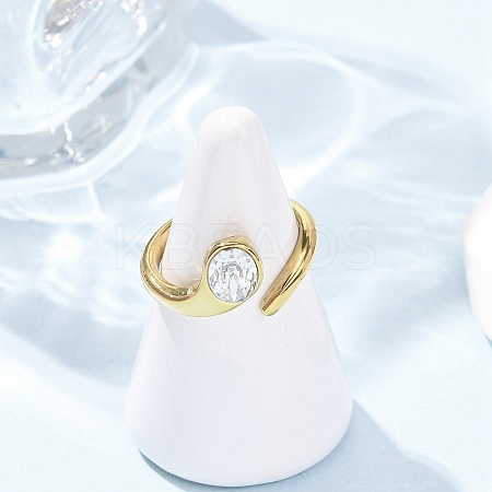 304 Stainless Steel Glass Cuff Open Rings RJEW-P177-02A-G-1