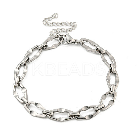 Non-Tarnish 304 Stainless Steel Dapped Chains Bracelets for Men & Women LS-BJEW-D042-05P-1