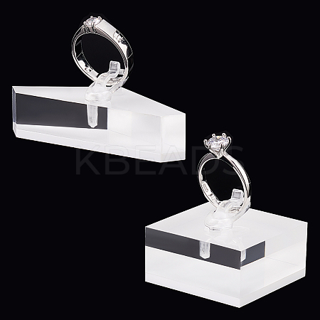 AHADERMAKER 2 Sets 2 Styles Triangle & Square Acrylic Finger Ring Display Stands RDIS-GA0001-03-1
