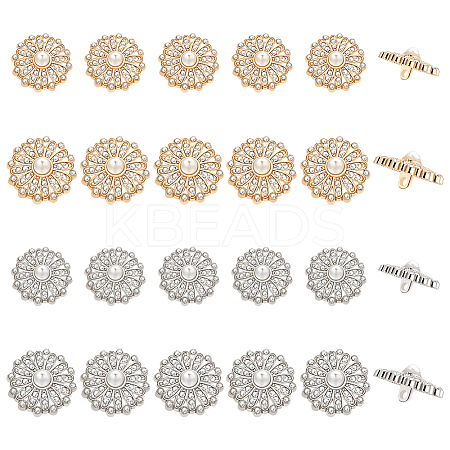 24Pcs 4 Style Zinc Alloy Rhinestone Shank Buttons FIND-FG0002-91-1