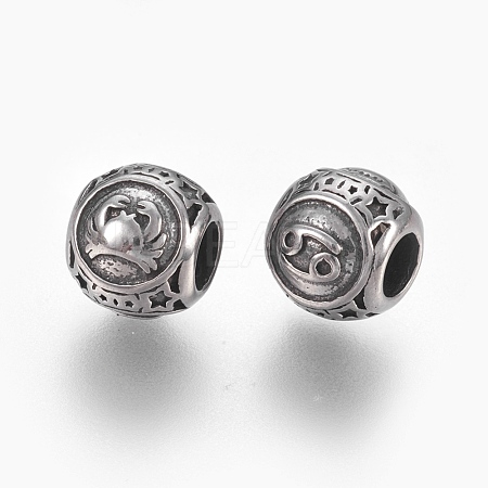 316 Surgical Stainless Steel European Beads STAS-F195-128P-08-1