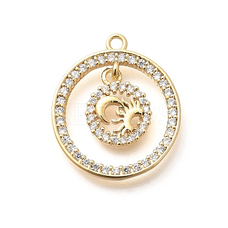 Brass Micro Pave Cubic Zirconia Pendants KK-G519-06G-03-1