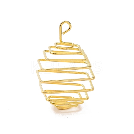 Iron Wire Spiral Bead Cage Pendants IFIN-Q126-01G-1