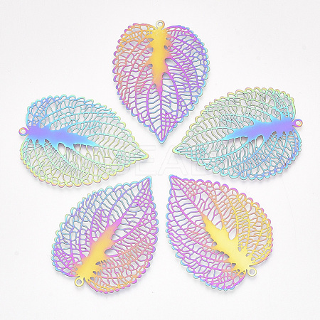 Ion Plating(IP) 201 Stainless Steel Filigree Pendants STAS-S108-36-1