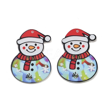 Christmas Themes Opaque Printed Acrylic Pendants OACR-B037-03-1