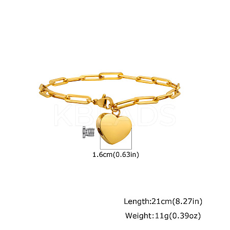 304 Stainless Steel Heart Charm Bracelets WG609E7-02-1