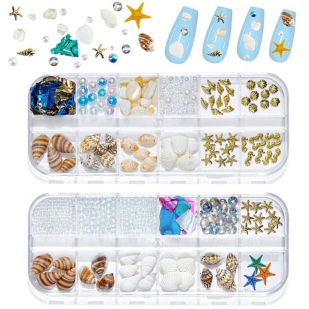 Ocean Theme Natural Shell & Resin & Plastic & Alloy Nail Art Decoration MRMJ-CP0001-34D-1