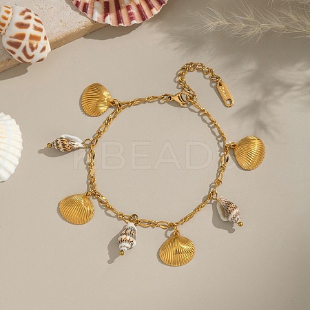 304 Stainless Steel Charm Bracelets for Women Ion Plating(IP) LS-BJEW-A052-02G-1