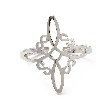 Non-Tarnish 304 Stainless Steel Sailor's Knot Open Cuff Ring RJEW-F128-01P-1