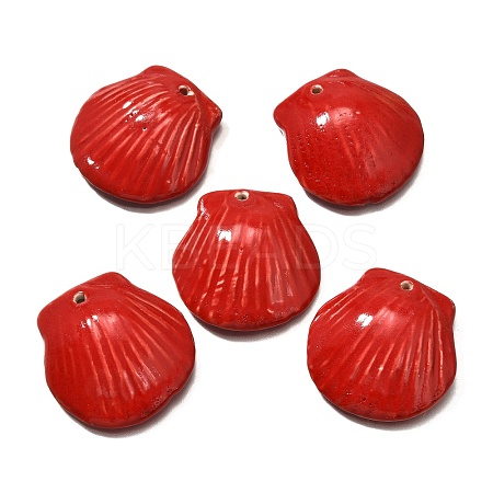 Seashell Shaped Porcelain Pendants PORC-O003-01B-08-1