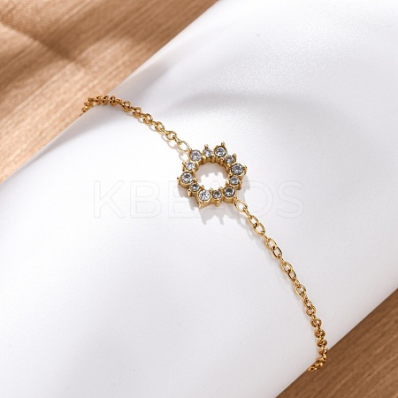 Sunflower 304 Stainless Steel Link Bracelets for Women BJEW-R027-01G-1