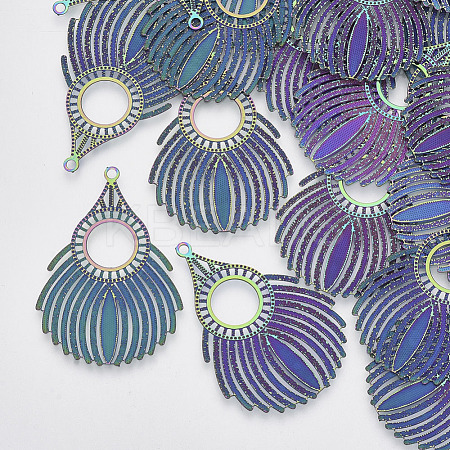 Ion Plating(IP) 304 Stainless Steel Filigree Pendants STAS-R102-19-1