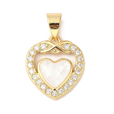 Rack Plating Brass Enamel Micro Pave Clear Cubic Zirconia Pendants KK-K380-04G-01-1
