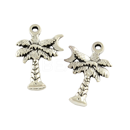 Tibetan Style Alloy Coconut Tree and Moon Pendants TIBEP-Q043-319-RS-1
