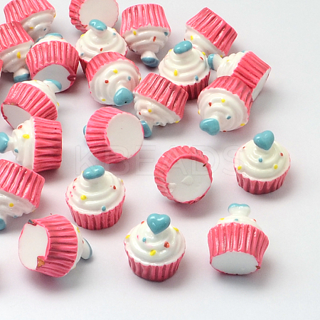 Heart with Cake Resin Cabochons CRES-R183-04B-1