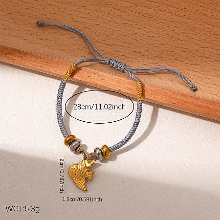304 Stainless Steel Fish Charm Bracelets WG3A2A4-01-1