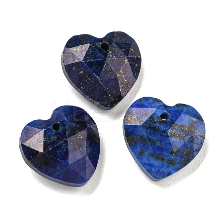Dyed Natural Lapis Lazuli Faceted Heart Charms G-G123-01K-1