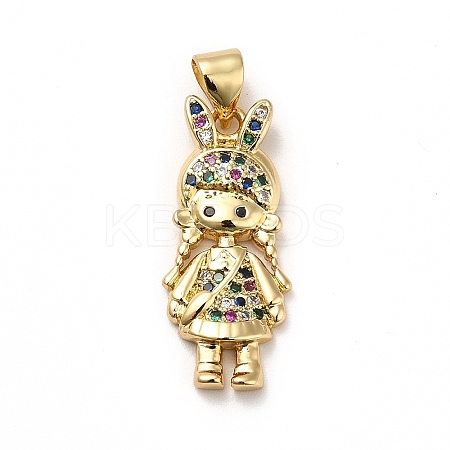 Brass Micro Pave Cubic Zirconia Pendants KK-H433-14B-G-1