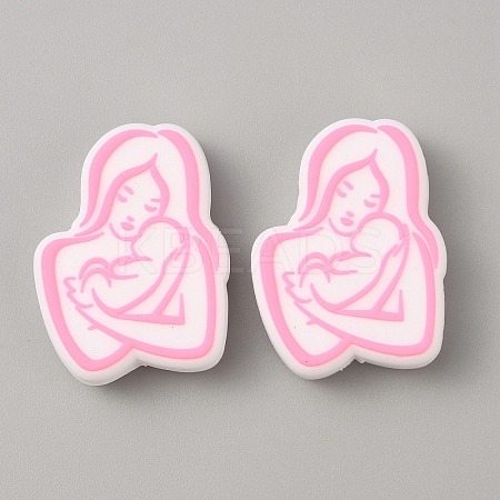 Mother's Day Silicone Focal Beads SIL-WH0002-68-1