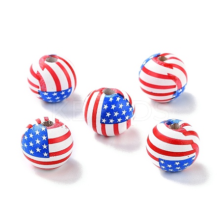 Independence Day Natural Wood Beads LS-WOOD-K006-B01-1