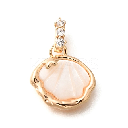 Brass Shell Pendants KK-B127-08G-1