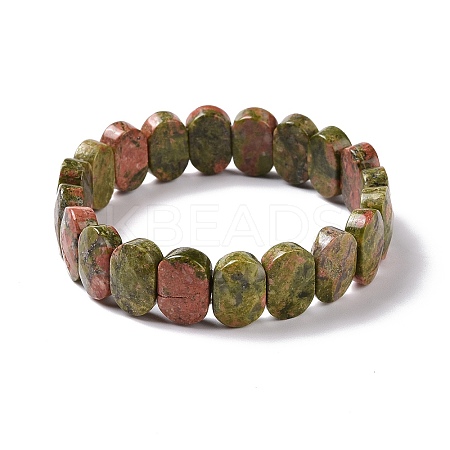 Natural Unakite Oval Beaded Stretch Bracelet G-E010-01J-1