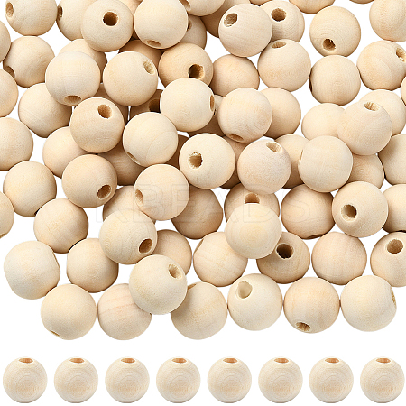 Natural Unfinished Wood Beads WOOD-SP0001-62F-1