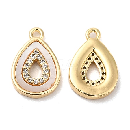 Brass Micro Pave Cubic Zirconia Charms KK-B074-17G-1
