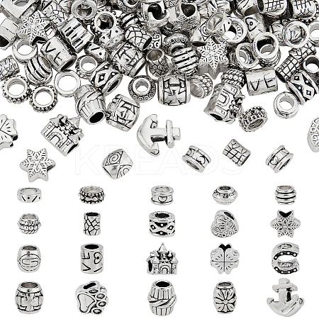 167Pcs 20 Style Tibetan Style Alloy European Beads TIBEB-NB0001-32-1