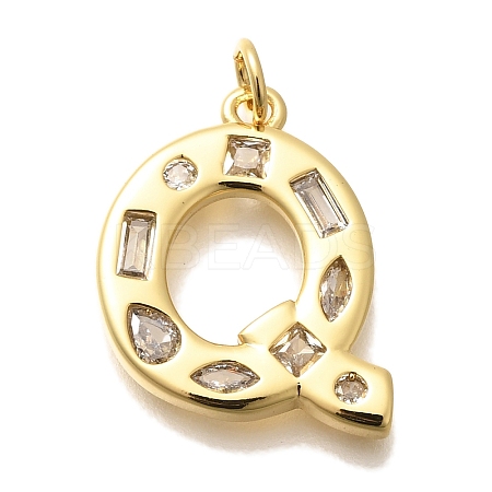 Brass Micro Pave Clear Cubic Zirconia Pendants KK-G521-01G-Q-1