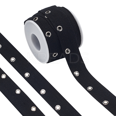 8 Yards Cotton Twill Tape Ribbons with Stainless Steel Eyelets OCOR-BC0006-43A-1