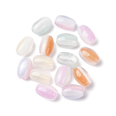 Opaque Resin with Glitter Powder European Beads RESI-G119-03-1