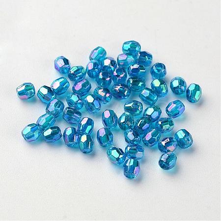 AB Color Plated Eco-Friendly Transparent Acrylic Barrel Beads TACR-L002-4mm-26-1