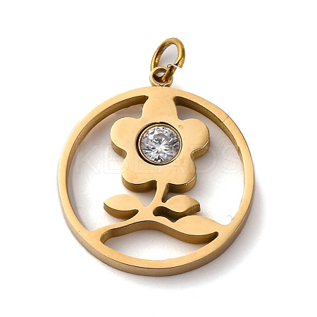 316 Stainless Steel Rhinestone Pendants STAS-K258-39D-G-1