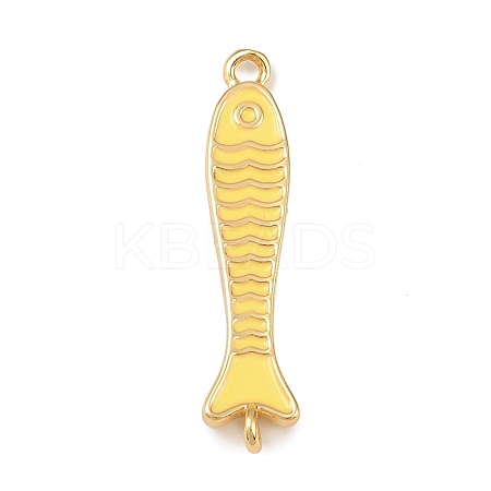 Brass Enamel Fish Connector Charms KK-L255-15G-04-1