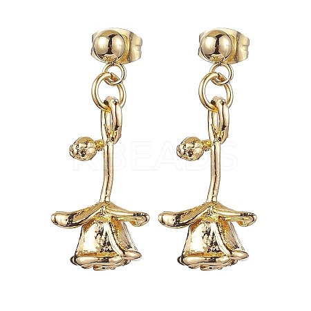 Flower Brass Dangle Earrings EJEW-TA00495-1