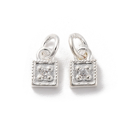 Brass Micro Pave Cubic Zirconia Charms KK-C071-12S-1