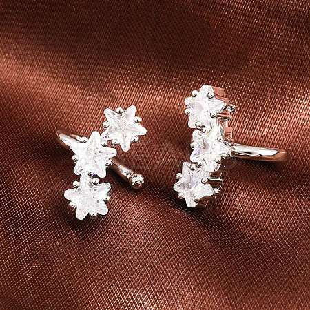 Brass Micro Pave Clear Cubic Zirconia Cuff Earrings EJEW-G471-40P-1