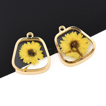 304 Stainless Steel Epoxy Resin Pendants STAS-T072-28-1